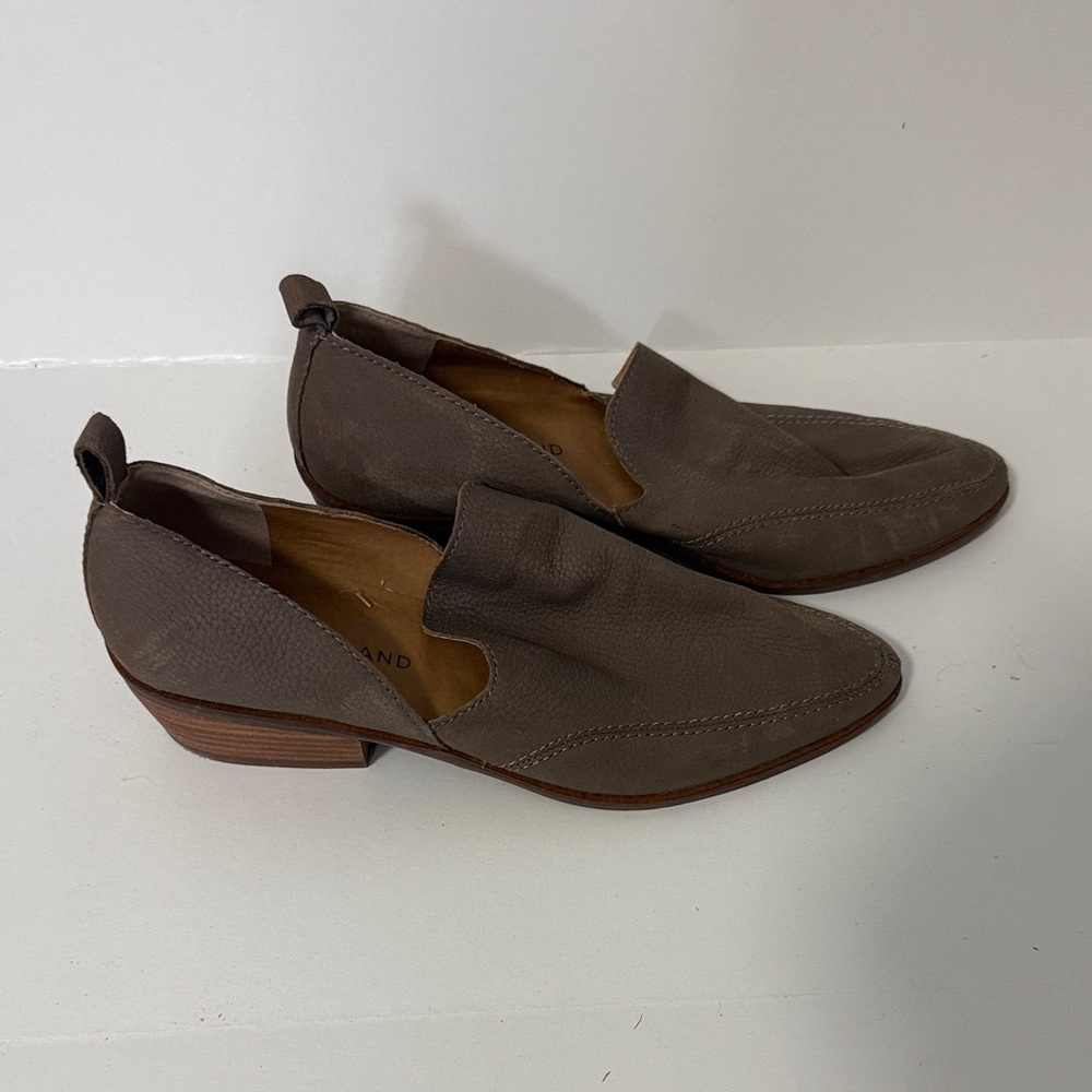 Lucky Brand Brown Taupe Leather Slip-On Loafers